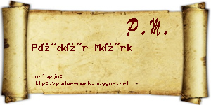 Pádár Márk névjegykártya